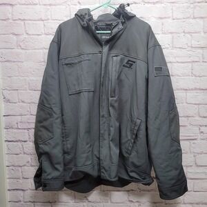 Snap-On Hooded Softshell Jacket Mens 3X Grayscale Quilted Zip Up Insulated *READ